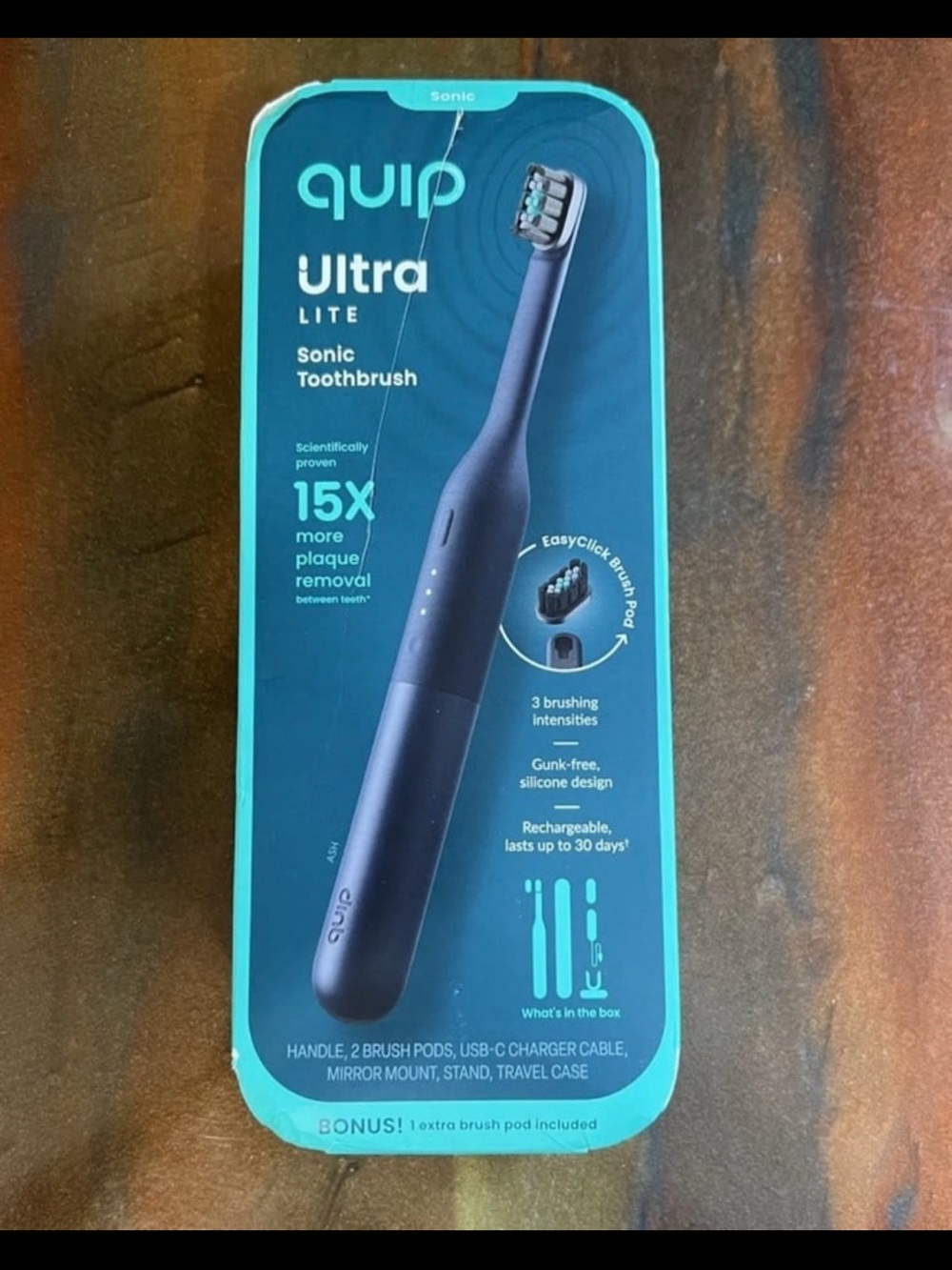 Quip Ultra Lite Sonic Electric Toothbrush Slim  3 Brushing Modes 15x Removal